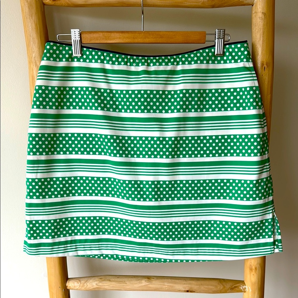 Vineyard Vines Performance Fairway Golf Skort Polka Dot Stripe Sprout Green 10